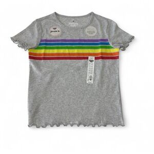 NWT Family Fun Rainbow Stripe Shirt Juniors S Grey People Are People Kids Tee